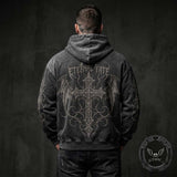 Eternal Fate Winged Cross Vintage Washed Hoodie | Gthic.com