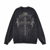 Eternal Fate Winged Cross Vintage Washed Sweatshirt | Gthic.com