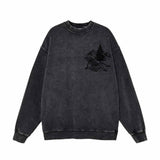 Eternal Pause Skeleton Graphic Vintage Washed Sweatshirt | Gthic.com