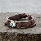 Evil Eye Leather Braided Bracelet | Gthic.com