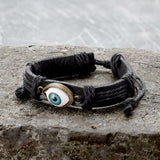 Evil Eye Leather Braided Bracelet | Gthic.com