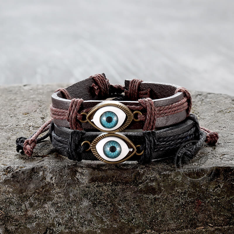 Evil Eye Leather Braided Bracelet – GTHIC