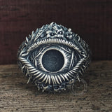 Evil Eye Skull Sterling Silver Hardcore Biker Ring | Gthic.com
