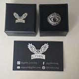 Evil Eye Skull Sterling Silver Hardcore Biker Ring