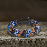 Evil Eye Tiger Eye Stone Beaded Bracelet | Gthic.com