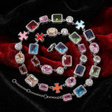 Exquisite Colorful Gemstone Cross Copper Necklace