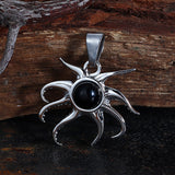Fashion Black Gem Octopus Stainless Steel Marine Pendant
