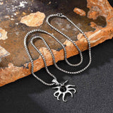 Fashion Black Gem Octopus Stainless Steel Marine Pendant