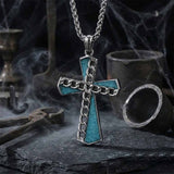 Fashion Chain Turquoise Cross Stainless Steel Pendant | Gthic.com