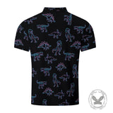 Fashion Colorful Dinosaur Print Short Sleeve Polo Shirt