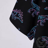 Fashion Colorful Dinosaur Print Short Sleeve Polo Shirt