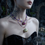 Fashion Dried Flower Natural Stone Stainless Steel Necklace | Gthic.com