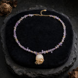 Fashion Dried Flower Natural Stone Stainless Steel Necklace | Gthic.com