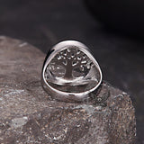 Fashion Gem Hollowed Tree Of Life Stainless Steel Viking Ring