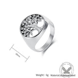 Fashion Gem Hollowed Tree Of Life Stainless Steel Viking Ring