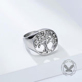 Fashion Gem Hollowed Tree Of Life Stainless Steel Viking Ring