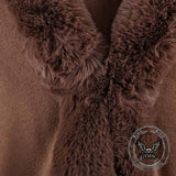 Fashion Gradient Color Fur Collar Loose Knitted Shawl