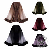 Fashion Gradient Color Fur Collar Loose Knitted Shawl | Gthic.com