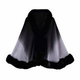 Fashion Gradient Color Fur Collar Loose Knitted Shawl | Gthic.com