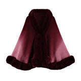 Fashion Gradient Color Fur Collar Loose Knitted Shawl