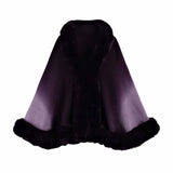 Fashion Gradient Color Fur Collar Loose Knitted Shawl