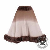 Fashion Gradient Color Fur Collar Loose Knitted Shawl