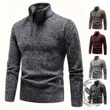 Fashion Half-Zip Thickened Stand Neck Pullover Sweater | Gthic.com