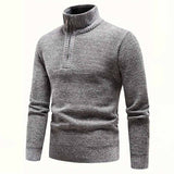 Fashion Half-Zip Thickened Stand Neck Pullover Sweater | Gthic.com