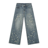 Pantaloni punk da uomo in cotone con stampa teschio patch