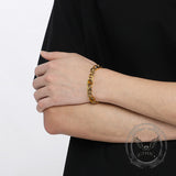 Fashion Inlaid Turquoise Cuban Chain Stainless Steel Bracelet | Gthic.com