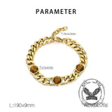 Fashion Inlaid Turquoise Cuban Chain Stainless Steel Bracelet | Gthic.com