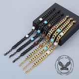 Fashion Inlaid Turquoise Cuban Chain Stainless Steel Bracelet | Gthic.com