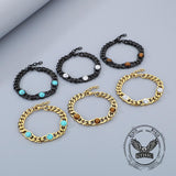 Fashion Inlaid Turquoise Cuban Chain Stainless Steel Bracelet | Gthic.com