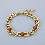 Fashion Inlaid Turquoise Cuban Chain Stainless Steel Bracelet | Gthic.com