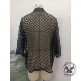Fashion Mesh Hollow Long Sleeve Shawl Shirt