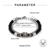 Fashion Owl Double Chain Glass Crystal Stainless Steel Bracelet