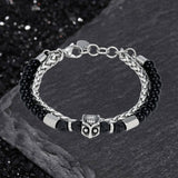 Fashion Owl Double Chain Glass Crystal Stainless Steel Bracelet