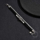 Fashion Owl Double Chain Glass Crystal Stainless Steel Bracelet