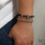Fashion Owl Double Chain Glass Crystal Stainless Steel Bracelet | Gthic.com