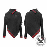 Fashion Plaid Patchwork Irregular Stand Collar Sweater | Gthic.com