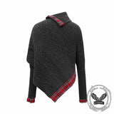 Fashion Plaid Patchwork Irregular Stand Collar Sweater