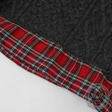 Fashion Plaid Patchwork Irregular Stand Collar Sweater