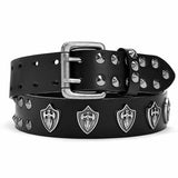 Fashion Rivet Y2K Shield Microfiber Leather Belt 01 | Gthic.com