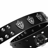 Fashion Rivet Y2K Shield Microfiber Leather Belt 03 | Gthic.com