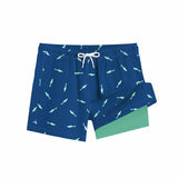 Fashion Shark Print Double-Layer Beach Shorts