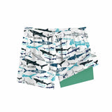 Fashion Shark Print Double-Layer Beach Shorts