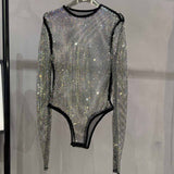 Fashion Shiny Rhinestone Fishnet See-Through Bodysuit 02 | Gthic.com