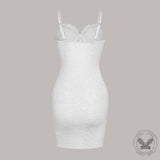 Fashion Solid Lace See-Through Suspender Dress