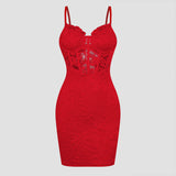 Fashion Solid Lace See-Through Suspender Dress 03 | Gthic.com