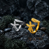 Fashion Starfish Shell Stainless Steel Open Ring | Gthic.com